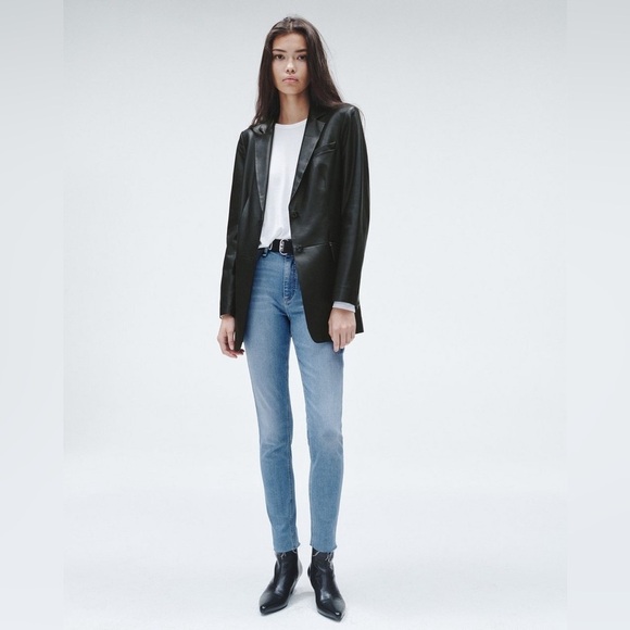 Rag & bone Nina Full Length Skinny Jeans in Levee Medium Wash with Raw Hem - Picture 4 of 10